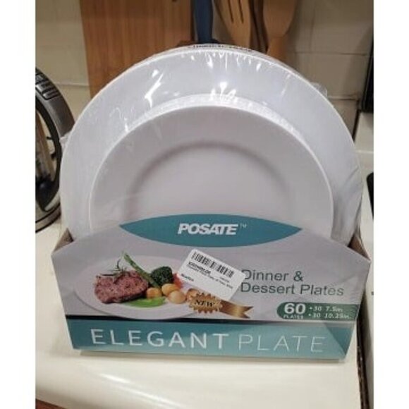 Amazon.com: POSATE 60PCS White Disposable Plastic Plates  New 60PCS White Disposable Plastic Plates, Heavy Duty Plates for Wedding/Part